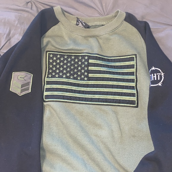 Military Green Flag Sweatshirt - Picture 2 of 5